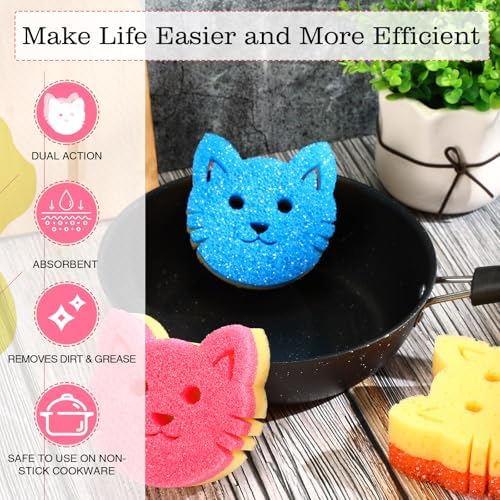 FillTouch Cat 3 Pcs Scrub Sponge, Royal Blue - Image 6