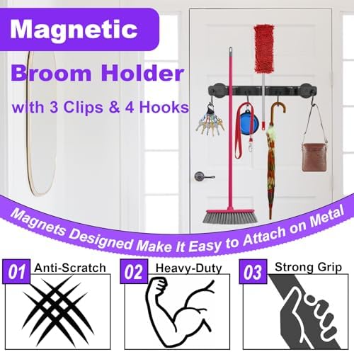 Heavy Duty Magnetic Mop Broom Holder - Image 4