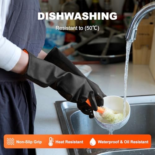 North Tower Dishwashing Rubber Gloves, Reusable Latex, 3 Pairs - Image 6