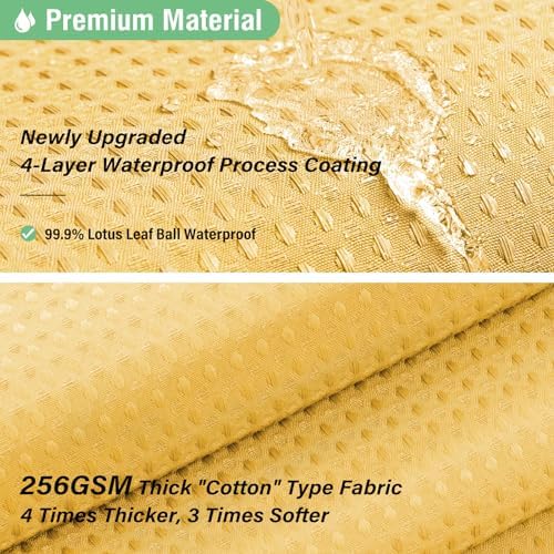 Dynamene Long Waffle Shower Curtain 256 GSM Heavy Fabric 72x78 Gold - Image 4