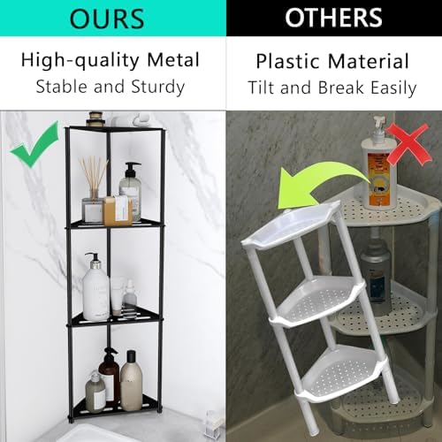 Standing Corner Shower Caddy, 4 Tier Stainless Steel Organizer Stand, Rustproof - Image 3