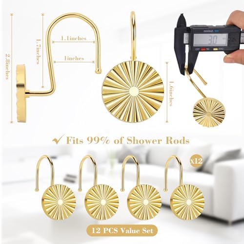 Metal Shower Curtain Hooks, Rust-Resistant Hooks - Image 3