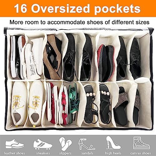 homyfort Shoe Storage Organizer Under Bed, 2 Pack Fits 32 Pairs, Extra Large - Image 3