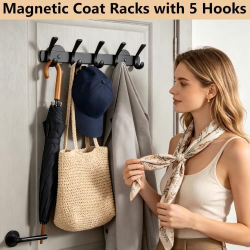 ULIBERMAGNET Strong Magnetic Double Hooks Rack, Heavy Duty Coat Magnetic Rack - Image 6