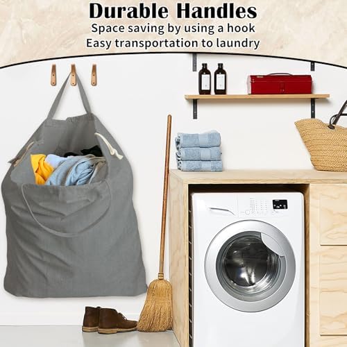 Canvas Laundry Bag 40"W x35"H, Extra Large Heavy Duty Storage Bag, XXL Grey - Image 6