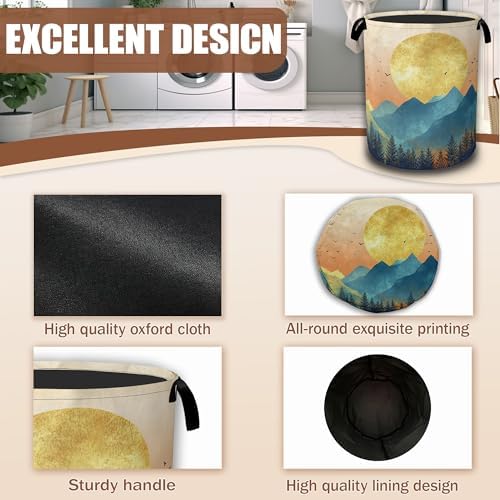 Mountains Sun Nature Scenery Laundry Baskets, Laundry Hamper, Storage Basket - Image 5