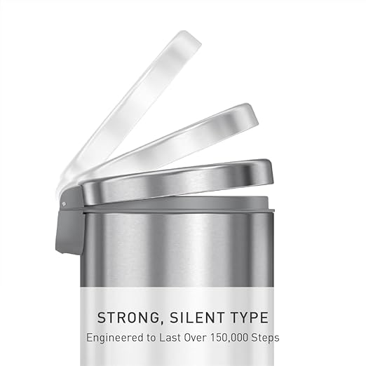 simplehuman Round Step Can, 4.5L / 1.2 Gallon Compact Bathroom Trash Can - Image 3
