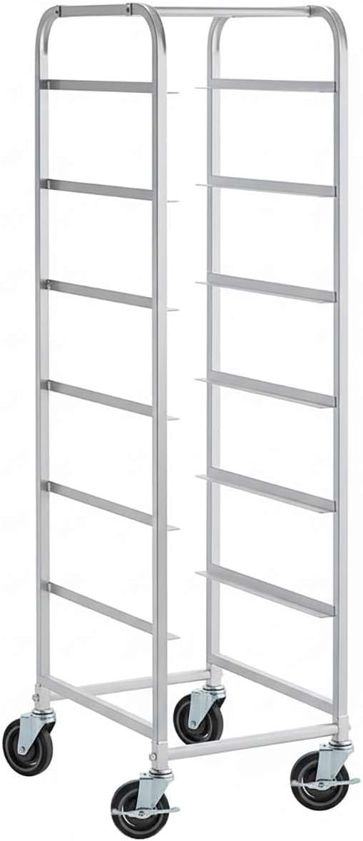19"x26"x69" Mobile Aluminum Lug Rack - 6 Lug Capacity, NSF Commercial Portable Cart with 5" Swivel Casters and Brakes, Heavy-Duty 420 lb Capacity Storage Rack, Freezer Safe, Utility Dolly