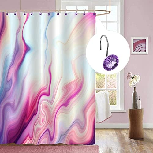 Purple Diamond Crystal Bling Shower Curtain Hooks Rings - Image 2