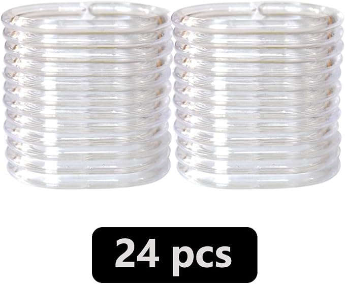 24 Pcs Clear Plastic Shower Curtain Hooks - Image 3