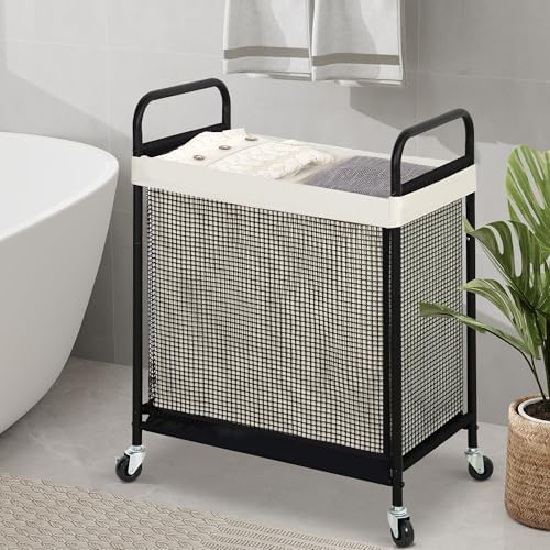 STO STO Laundry Hamper 2 Section, 100L Rolling Laundry Sorter Cart - Image 3
