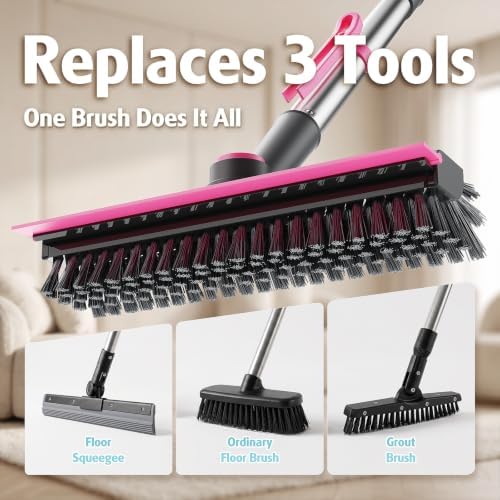 AIR U+ Floor Scrub Brush with Long Handle, 4 in 1 Floor Scrubber & Squeegee - Image 3