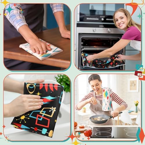 Bencailor 6 Pcs Black Geometric Kitchen Towels Decorative Sets Dish Towels - Image 6