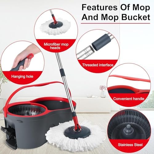 360° Spin Mop and Bucket Set Cleaning System, Mop and Bucket - Image 5