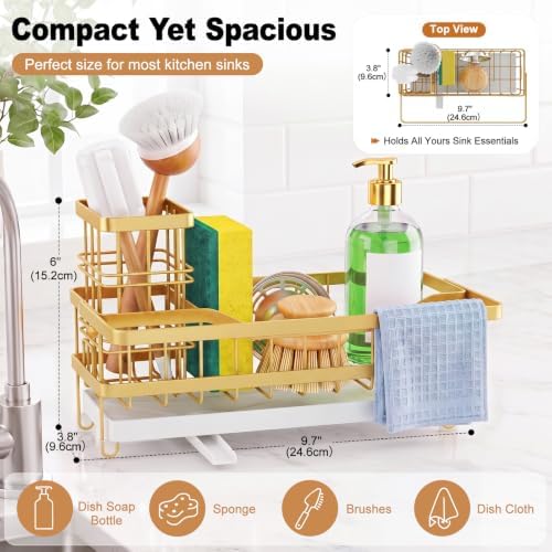 Sponge Holder for Kitchen Sink, Self-draining Sink Caddy - Image 2