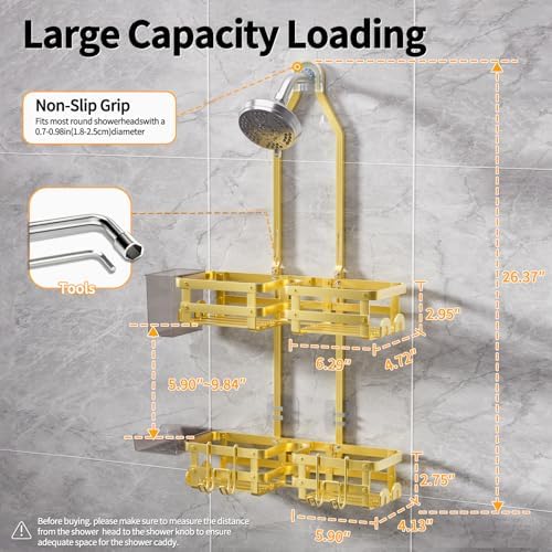 GAOKASE Aluminum Shower Caddy Hanging, Never Rust Shower Organizer - Image 6