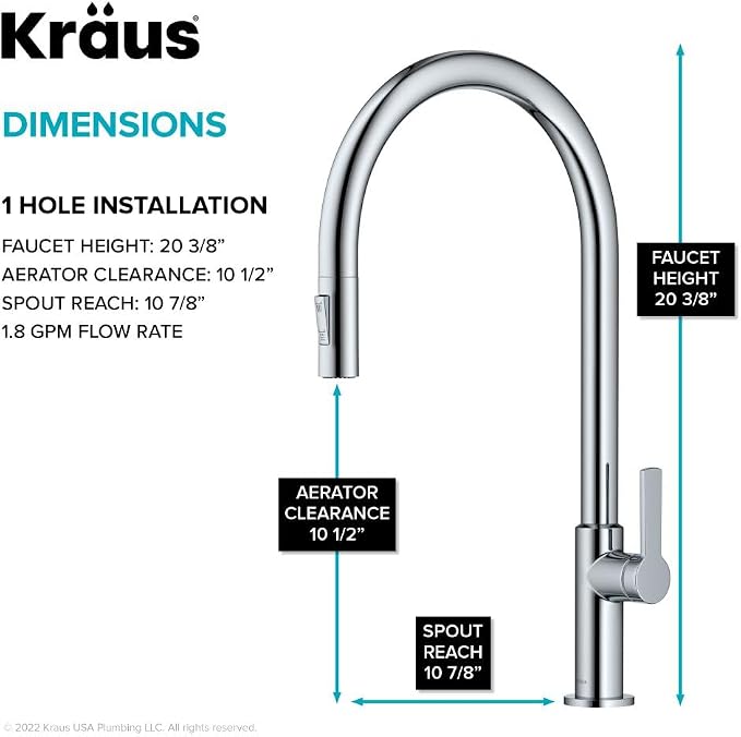 KRAUS Oletto High-Arc Single Handle Pull-Down Kitchen Faucet in Chrome - Image 6