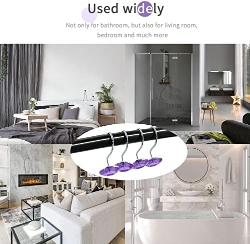 Purple Diamond Crystal Bling Shower Curtain Hooks Rings - Image 6