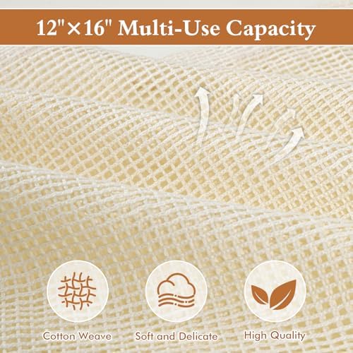 Natural Cotton Mesh Laundry Bags 12x16" 3-Pack, Gentle Wash - Image 2