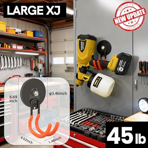 ULIBERMAGNET Heavy Duty Magnetic Garage Hooks, 8 Pack Strong Large Magnet Hooks - Image 6