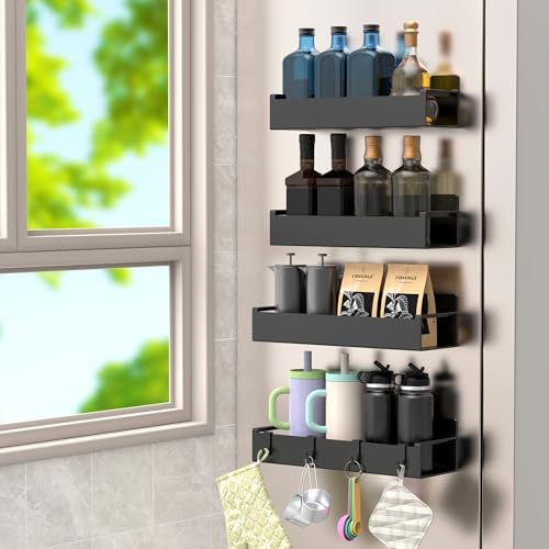 HuggieGems 4 Pack Magnetic Spice Rack Organizer by HuggieGems