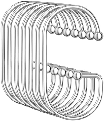 OEH Shower Curtain Hooks, Durable G Shape Silver Shower Curtain Hooks Rust Proof by OEH