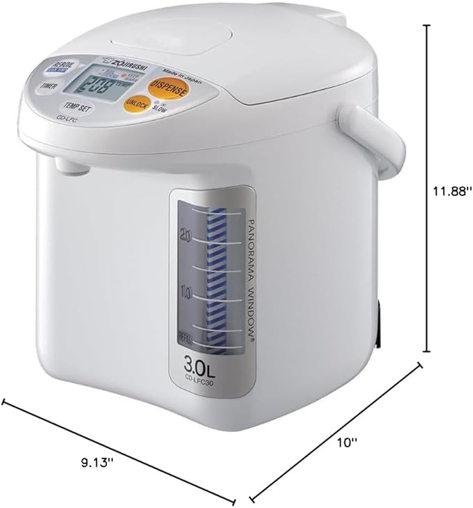 Zojirushi CD-LFC30 Panorama Window Micom Water Boiler and Warmer, 101 oz/3.0 L, White