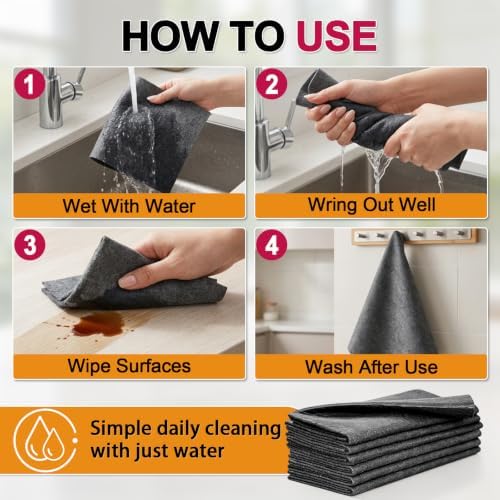 Magic Cleaning Cloth 6 Pack, 12 x 8 Inch Microfiber Cleaning Cloths - Image 7