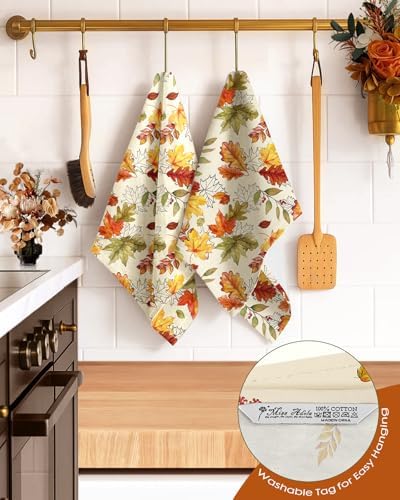 Miss Adola 150GSM Flour Sack Kitchen Towels Set of 2, Autumn Leaf - Image 3