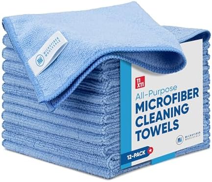 Microfiber Wholesale Cleaning Cloths | 12 Pack | 11" x 11" Reusable Towels by MicrofiberWholesale