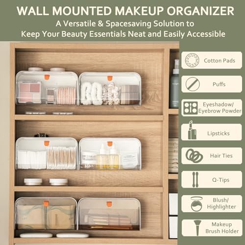 SUNFICON Wall Mounted Cotton Pads Holder Organizer Cotton Swab Balls Holder - Image 3
