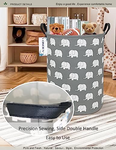 Round Elephant Laundry Hamper Waterproof Fabric Home Storage - Image 6