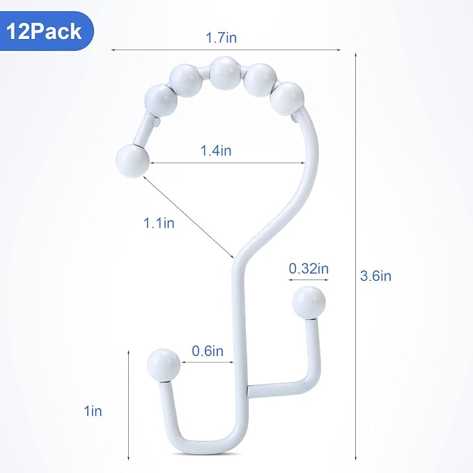 Shower Curtain Rings, SUTINE Double Shower Curtain Hooks, Rust-Resistant Metal - Image 5
