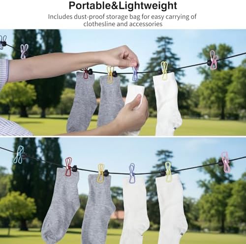 2 Pcs Camping Clothesline Portable 12 Clothespins, Camping Accessories Travel - Image 6
