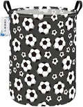 Round Soccer Ball Print Laundry Hamper, Cotton Canvas Storage Bin by ONOEV