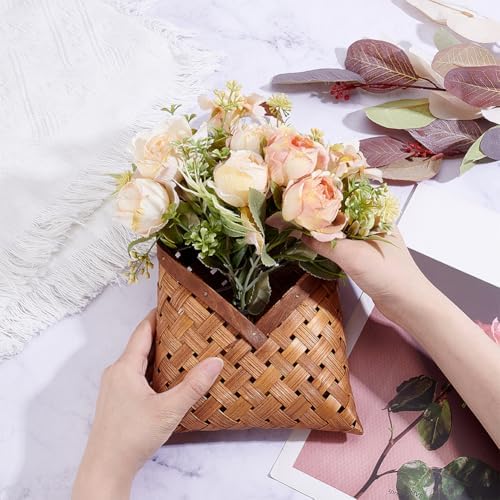 CRASPIRE Vintage Woven Wall Hanging Storage Basket Bamboo Dried Flower Wall Pot - Image 3