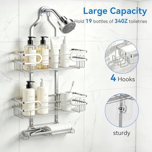 Shower Caddy Hanging, Over Head Shower Caddy Shower Storage Rack Basket - Image 3