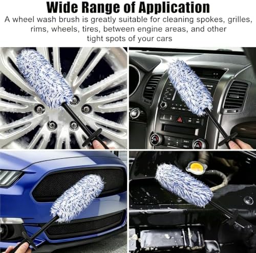 OJJ 2026 New 2pcs Long Handle Microfiber Wheel Brush Car Duster Exterior - Image 2