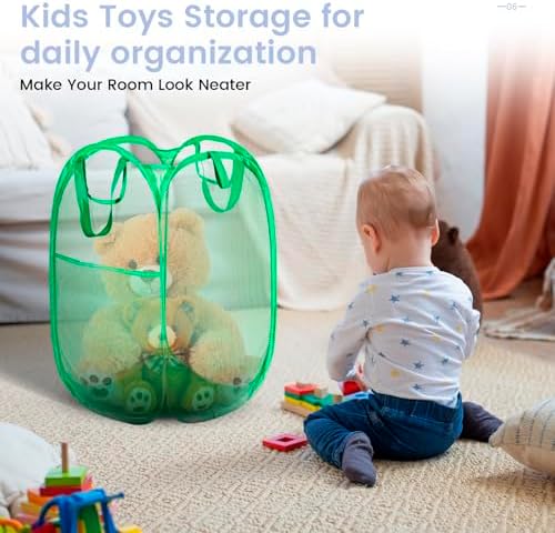 HOUSE AGAIN 2 Pack Strong Mesh Pop Up Laundry Hamper, 70L Collapsible Laundry - Image 4