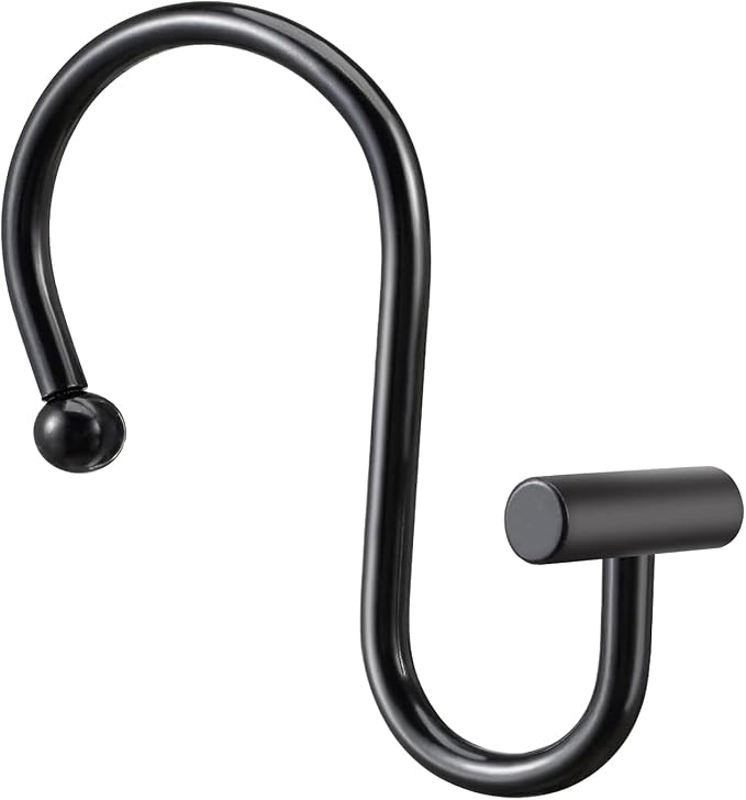 Gracelife Black Rust Resistant Metal T-Bar Shower Curtain Rings by Gracelife