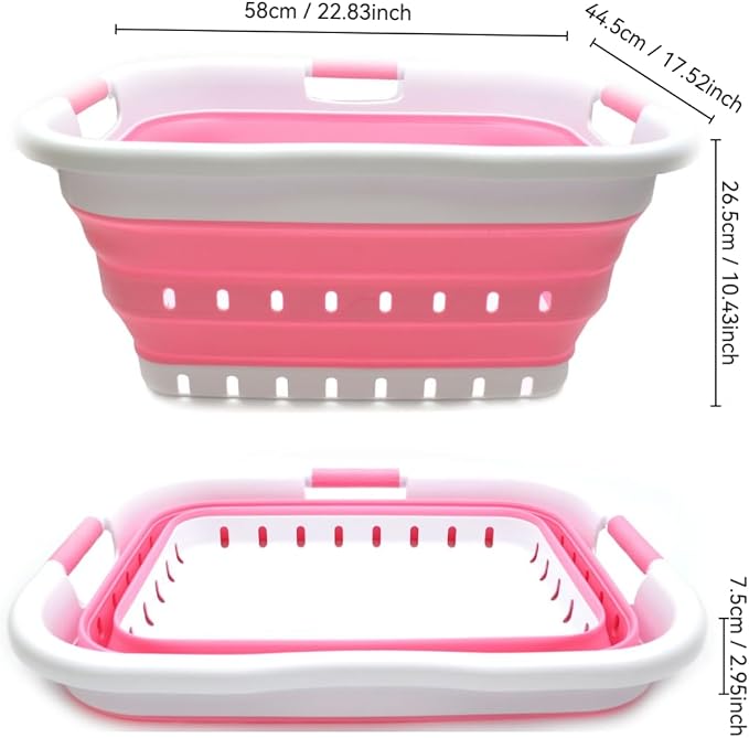 SAMMART 41L Collapsible 3 Handled Plastic Laundry Basket - Image 3
