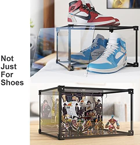 Magnetic Side Open Transparent Plastic Storage Shoe Box Clear Shoe Display Case - Image 5