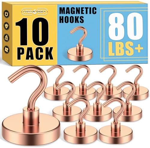 VNDUEEY Magnetic Hooks, 80 Lbs Super Earth Magnets Hooks by VNDUEEY