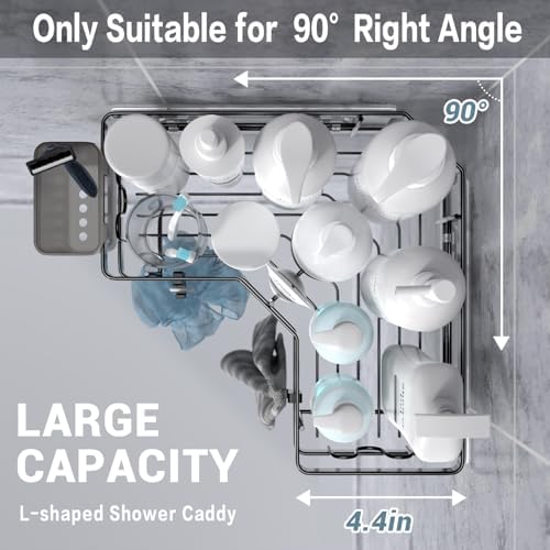 AKTECKE Corner Shower Caddy, 2 Pack Adhesive Shower Corner Organizer Shelves - Image 3