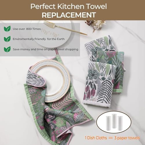 Cotton Vintage Flower Dish Towels, 16x15 Inch - Image 6