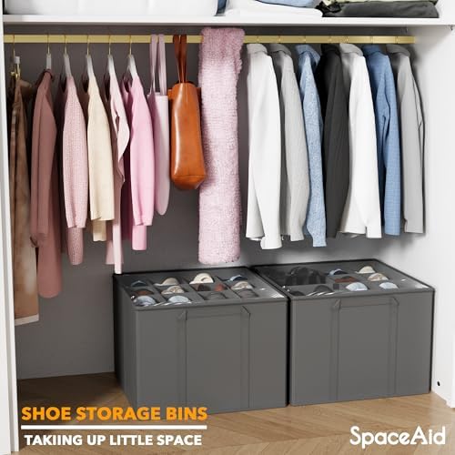 SpaceAid Shoe Organizer for Closet, 2 Pack Foldable Shoe Storage Containers - Image 6