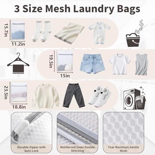 150L Laundry Bag Backpack with 3 Sizes Mesh Wash Bags and Shoulder Straps - Image 3