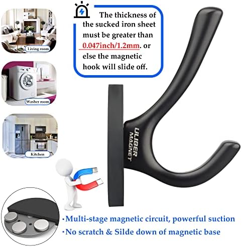 ULIBERMAGNET Strong Magnetic Double Hooks, 2 Pack Heavy Duty Sturdy Coat - Image 4