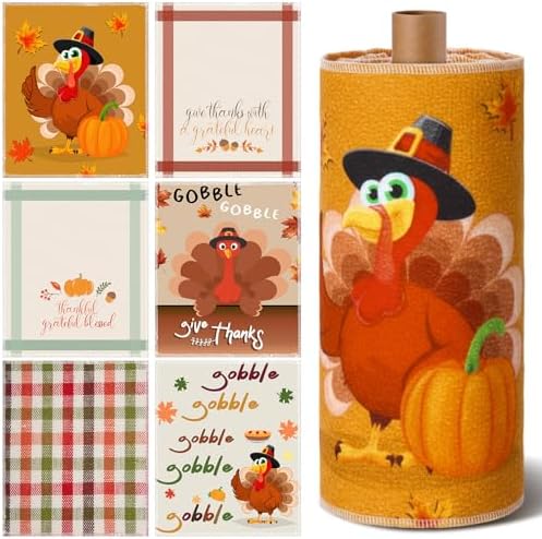 Mindsoft 36 Pcs Thanksgiving Reusable Paper Towels Rolls Washable Bulk by Mindsoft