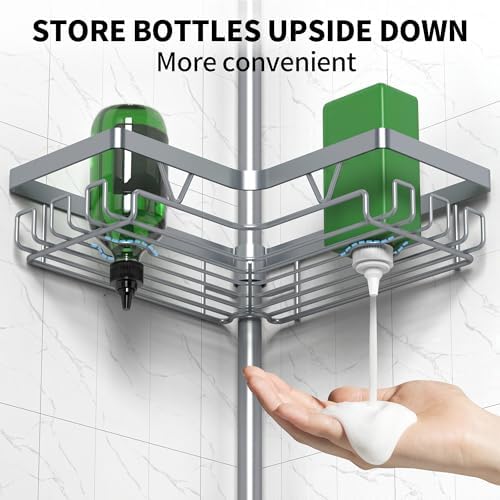 DAOYA Corner Shower Caddy Tension Pole, Light Gray - Image 3